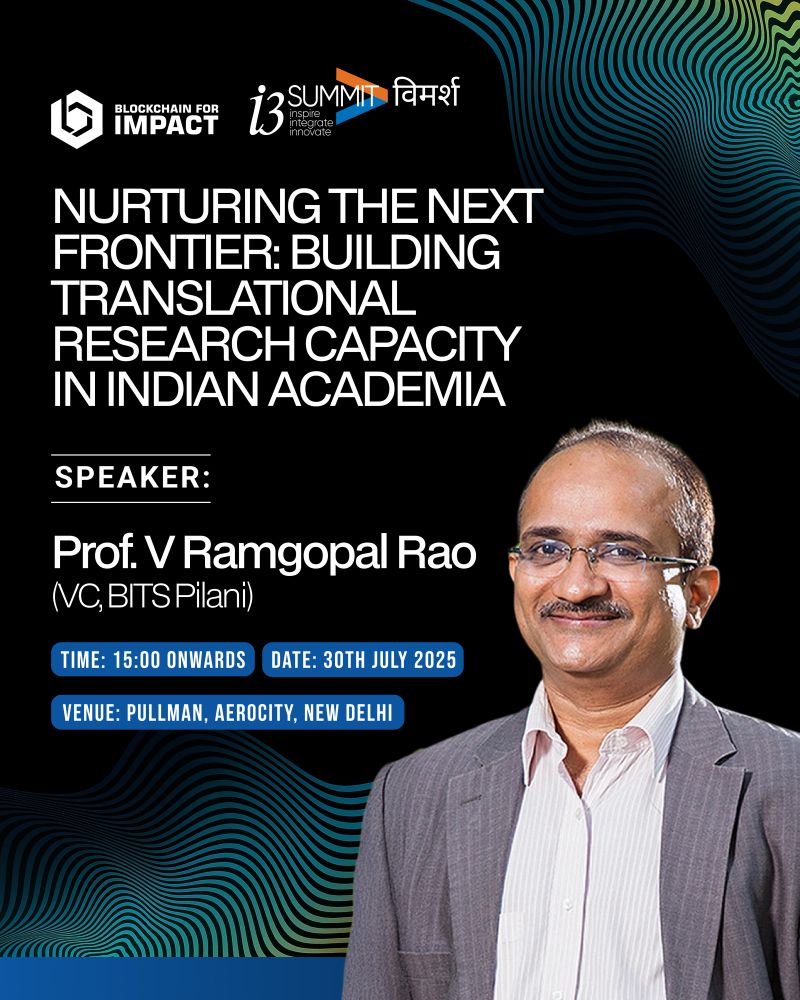 Plenary Talk | i3 Summit विमर्श

Join us for an inspiring session by Prof. V Ramgopal Rao on
"Nurturing the Next Frontier: Building Translational Research Capacity in Indian Academia."

Don’t miss this deep dive into driving impact through academic innovation!

#i3Summit