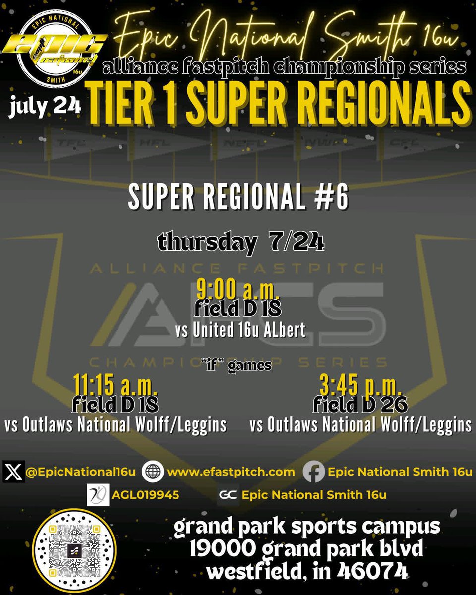 My <a href="/EpicNational16u/">Epic National Smith 16u</a> ladies made it to tier 1 super regionals and went 1-1 yesterday. Have to win 3 games today to advance to the final 8.