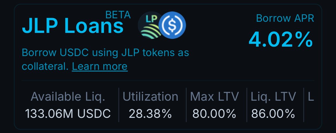 jup_uplink's tweet image. Not much babe just 133 Million USDC available on JLP Loans