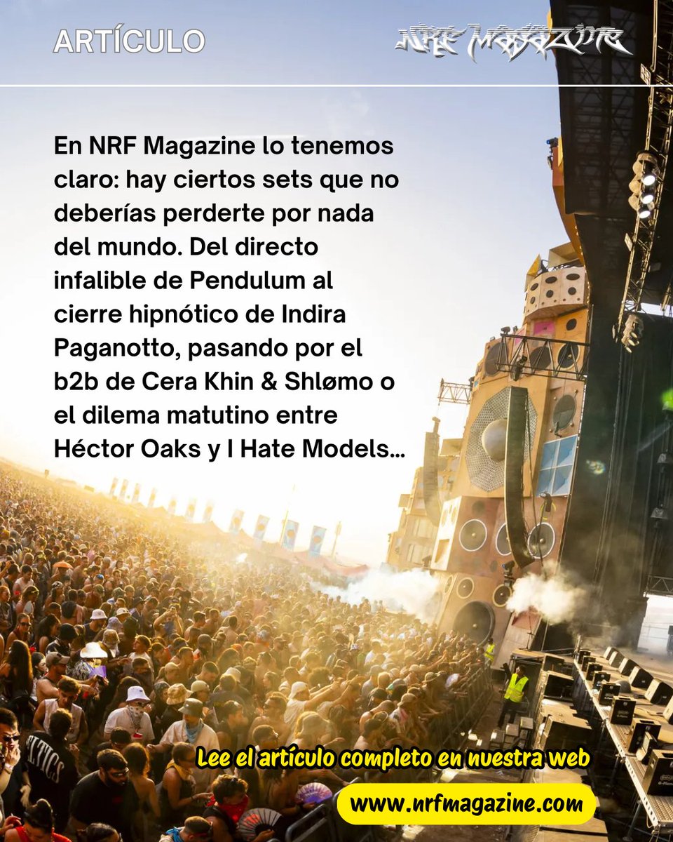 💥 Este sábado vuelve el ritual monegrino: 22 horas de rave en medio del desierto con más de 150 artistas y un cartel que roza lo imposible.

En <a href="/NRFmagazine/">NRF MAGAZINE</a> lo tenemos claro: hay ciertos sets que no deberías perderte por nada en <a href="/MONEGROSFEST/">Monegros Festival</a> 
🔗nrfmagazine.com/2025/07/24/nue…

#mdf25