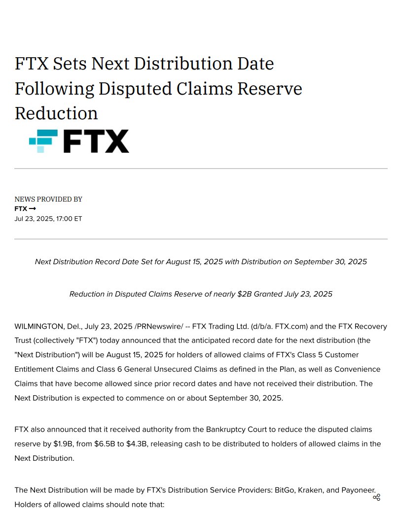 CryptoCoinShow's tweet image. ⚡️BIG: FTX has received court approval to release $1.9 billion from its reserve.