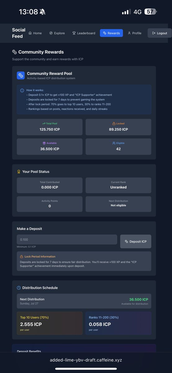 X2worldtech's tweet image. Building a Social Network that rewards activity $ICP