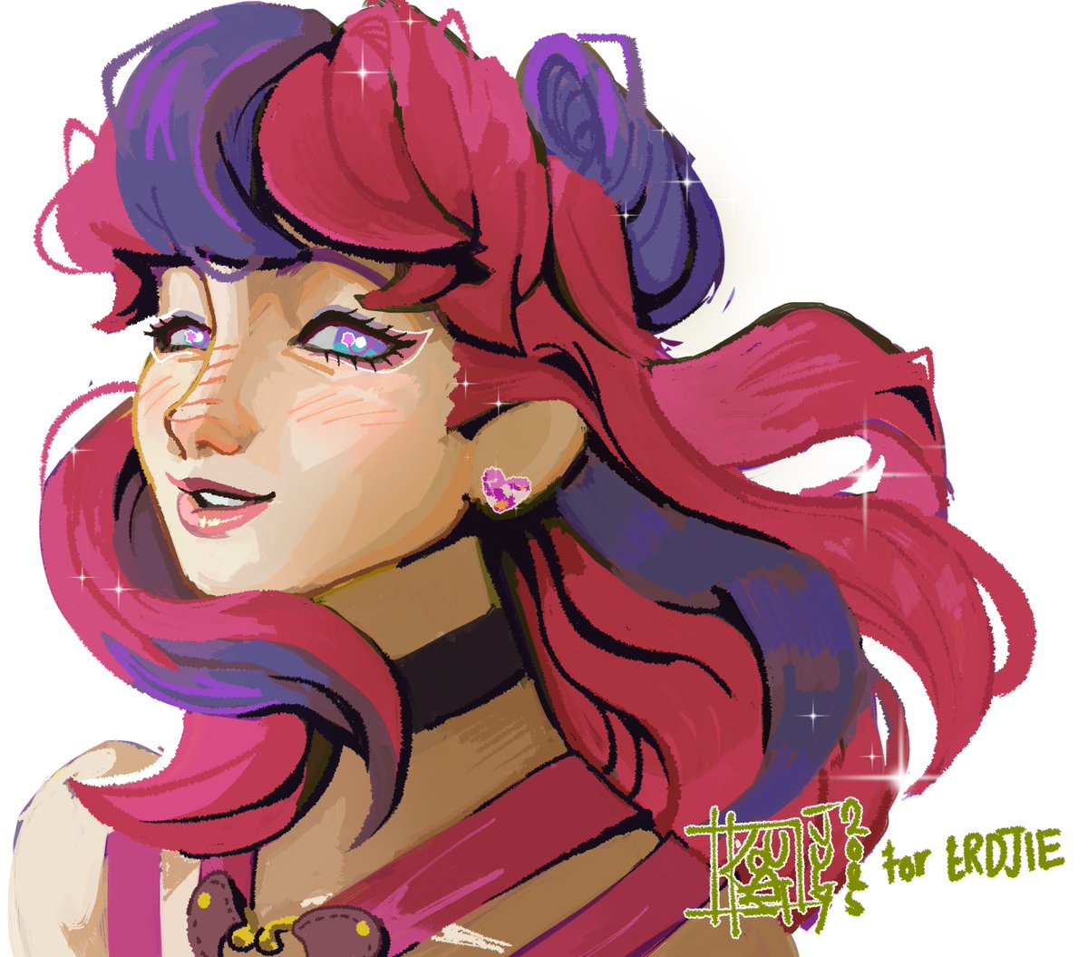 _koukakei's tweet image. My second artfight attack! ft. @erdjie007 's charming Aika Lovelocke!!! 🎤💗🌠
#artfight2025 #artfight