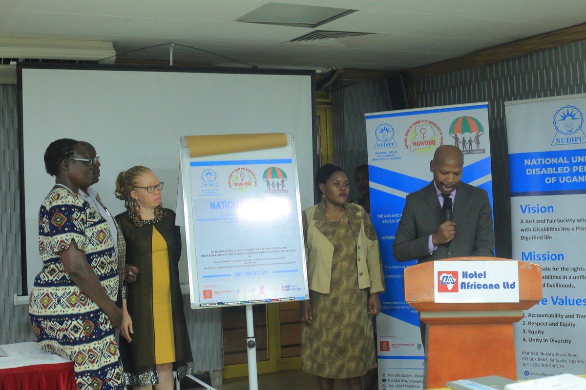 albinismumbrell's tweet image. Albinism Umbrella, together with consortium partners @NUDIPU and @nuwodu , is participating in the National Launch of the Advancing Inclusion for Persons with Disabilities in Social Services and Decision-Making in Uganda Project held at Africana Hotel.
This project is supported…