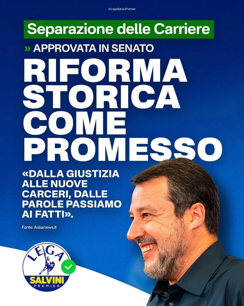 Tilde Minasi (@tildeminasi) on Twitter photo Riforma storica: via libera alla separazione delle carriere! Più chiarezza e garanzie per i cittadini. Grazie al Sottosegretario <a href="/AndreaOstellari/">Andrea Ostellari</a> per impegno e visione. #riformagiustizia #Lega Riforma storica: via libera alla separazione delle carriere! Più chiarezza e garanzie per i cittadini. Grazie al Sottosegretario <a href="/AndreaOstellari/">Andrea Ostellari</a> per impegno e visione. #riformagiustizia #Lega