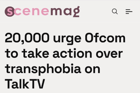 GoodLawProject's tweet image. Over 20,000 people are urging Ofcom to step up and stop TalkTV's blatant transphobia and hate.
Will you join them? action.goodlawproject.org/ofcom-stop-tal…
