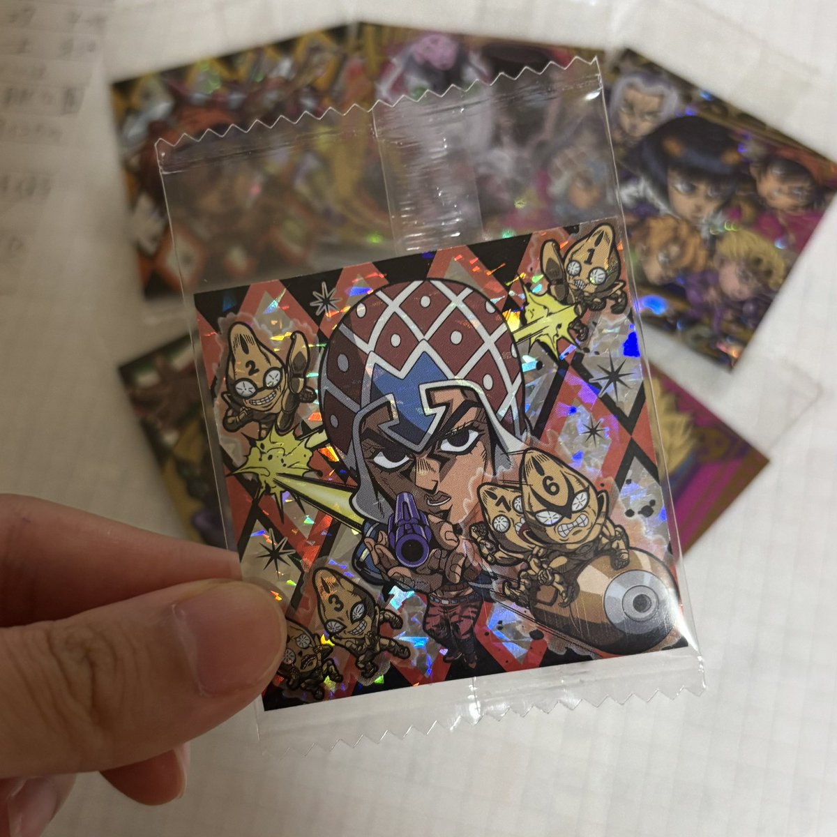 rrrunrun_sub_'s tweet image. ジョジョウエハース生活無事終了。