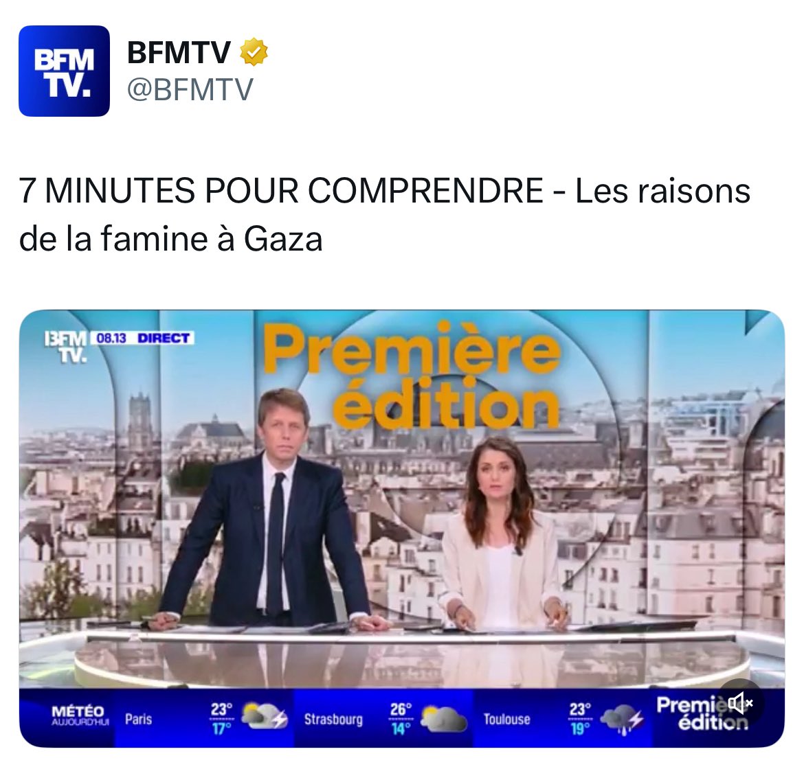 Luciejardin1's tweet image. Le « sommet » de BFM ... Plus besoin d’un énième reportage de quelques minutes sur la tragédie de Gaza. Ce qu’il faut maintenant, c’est agir.
Où est l’engagement des médias ? C’est vraiment honteux.