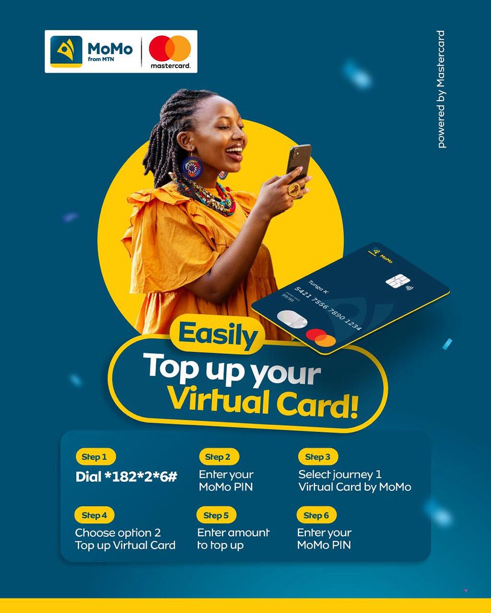 MoMo_Rwanda's tweet image. PSA: Topping up your virtual card is lowkey too easy😉
Follow these steps and enjoy soft life💙
#BivaMoMotima