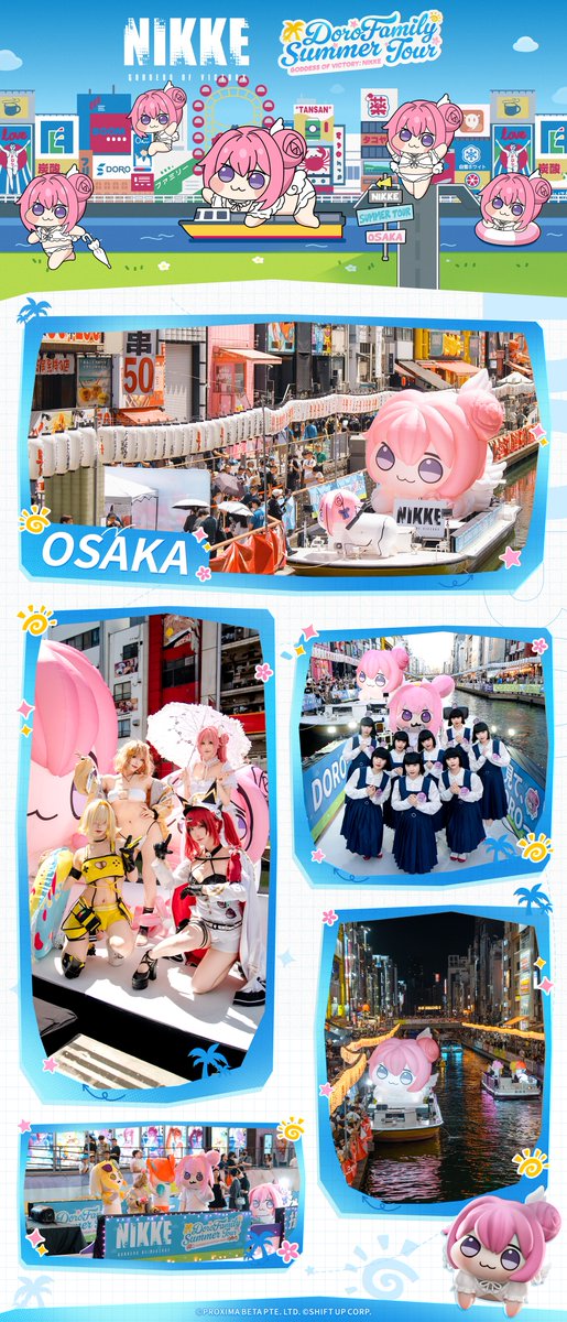 NIKKE_en's tweet image. 【DoroFamily&apos;s Summer Tour】

#NIKKEdoro

Doro made a surprise visit to the city of Commanders! 
She was thrilled to see all the warm welcomes and excitement! 💖

A big thank-you to everyone who came to meet and interact with Doro in person!

Her journey isn’t over yet—she’s…