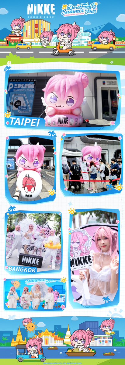 NIKKE_en's tweet image. 【DoroFamily&apos;s Summer Tour】

#NIKKEdoro

Doro made a surprise visit to the city of Commanders! 
She was thrilled to see all the warm welcomes and excitement! 💖

A big thank-you to everyone who came to meet and interact with Doro in person!

Her journey isn’t over yet—she’s…