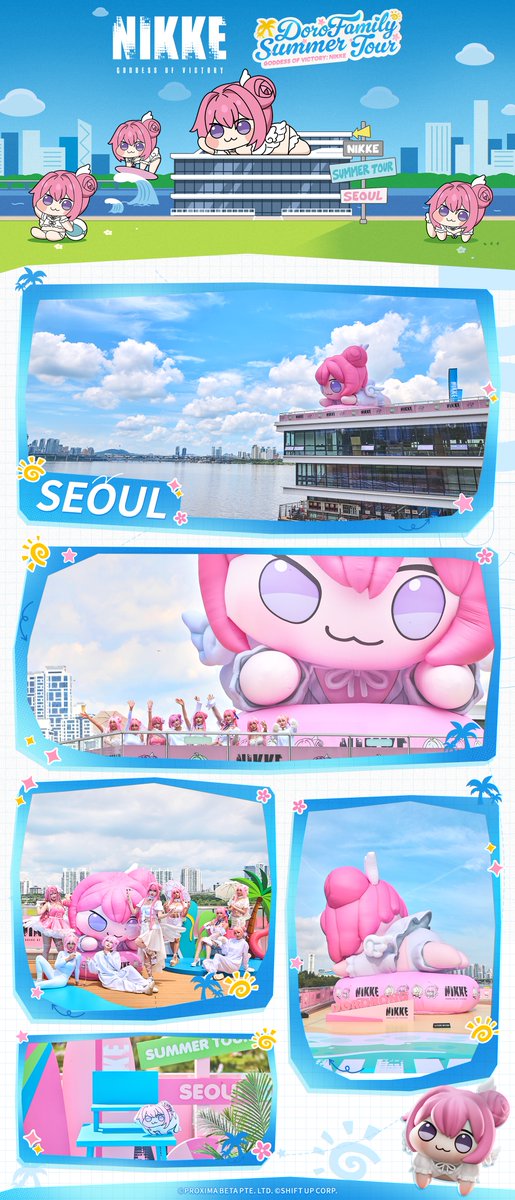 NIKKE_en's tweet image. 【DoroFamily&apos;s Summer Tour】

#NIKKEdoro

Doro made a surprise visit to the city of Commanders! 
She was thrilled to see all the warm welcomes and excitement! 💖

A big thank-you to everyone who came to meet and interact with Doro in person!

Her journey isn’t over yet—she’s…