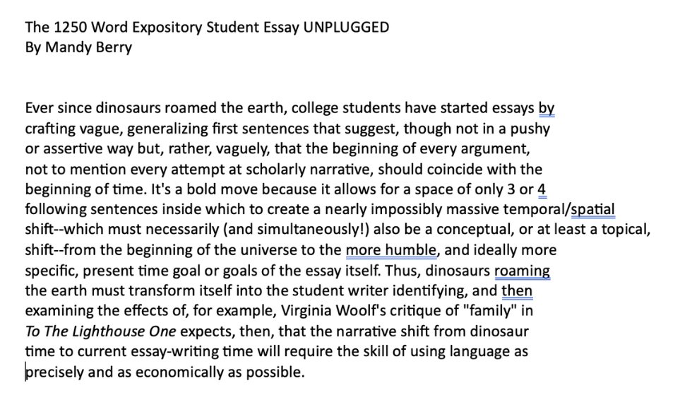 marxforcats's tweet image. With the rise of AI, I've begun to wonder if future graders of expository essays will even be able to grasp the sheer brilliance of Mandy Berry's famous Student Essay Unplugged? We many never see this kind of essay again, folks.