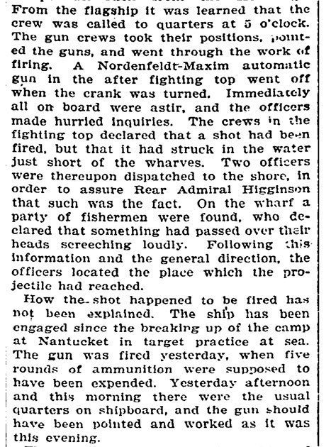 OTDRhodeIsland's tweet image. #OTD July 24, 1901, the steamship USS Kearsage, the flagship of the Atlantic Squadron, accidentally fired a shell while at anchor in Narragansett Bay. According to the @nytimes, the shell struck a tree next to Newport's City Hall, which sustained damage from the shrapnel.