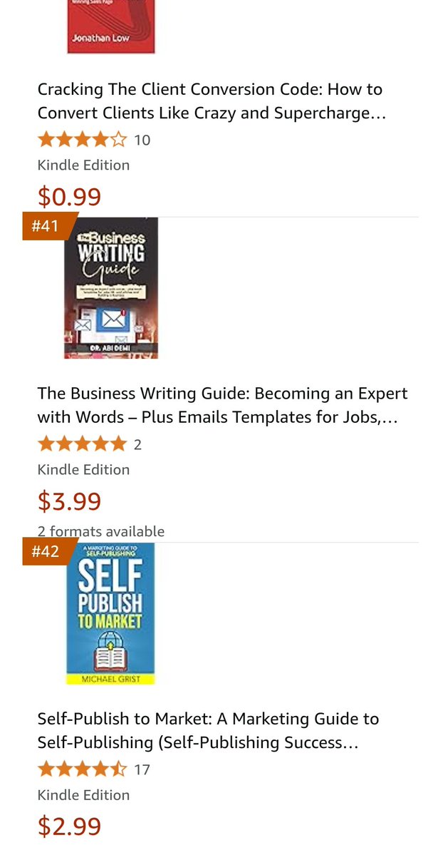 Themandemi's tweet image. Good way to close the week🤗.
My book - The Business Writing Guide is back on the Amazon "top 50" category chart for "writing skills" at number 41 globally.