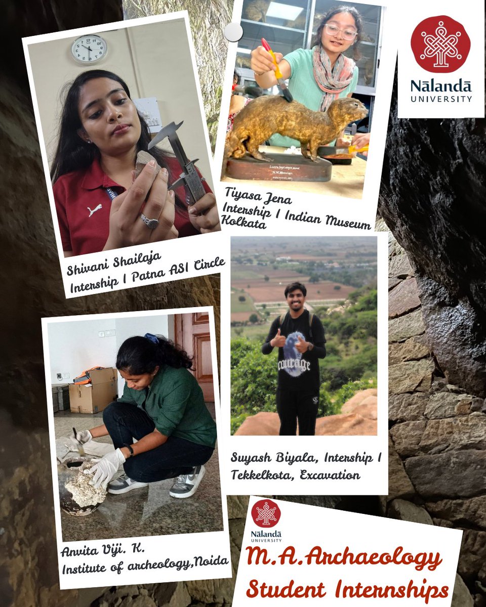 nalanda_univ's tweet image. NU students continue to shine!🌟

Archaeology students from the School of Historical Studies at Nalanda University have secured prestigious Summer Internships 2025 with leading institutions like the Archaeological Survey of India (ASI), Bihar Museum, Indian Museum Kolkata, IGNCA,…