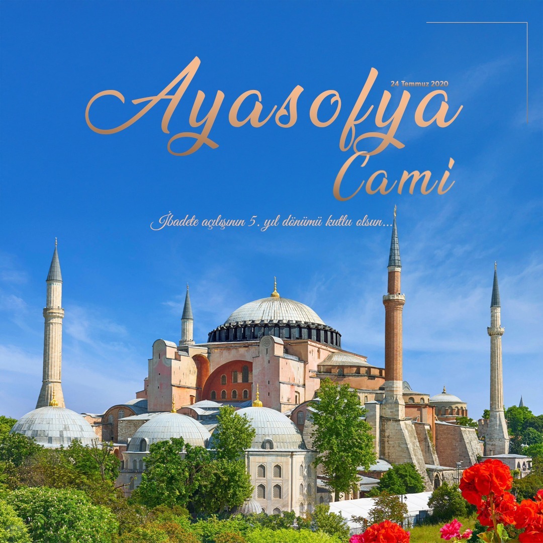 Ayasofya’nın dirilişi; temeli adalet, vicdan, ahlak, tevhid ve kardeşlik olan medeniyet güneşimizin yeniden yükselişinin sembolüdür.

Ayasofya’nın ibadete açılışının 5. yılındayız, şükürler olsun..