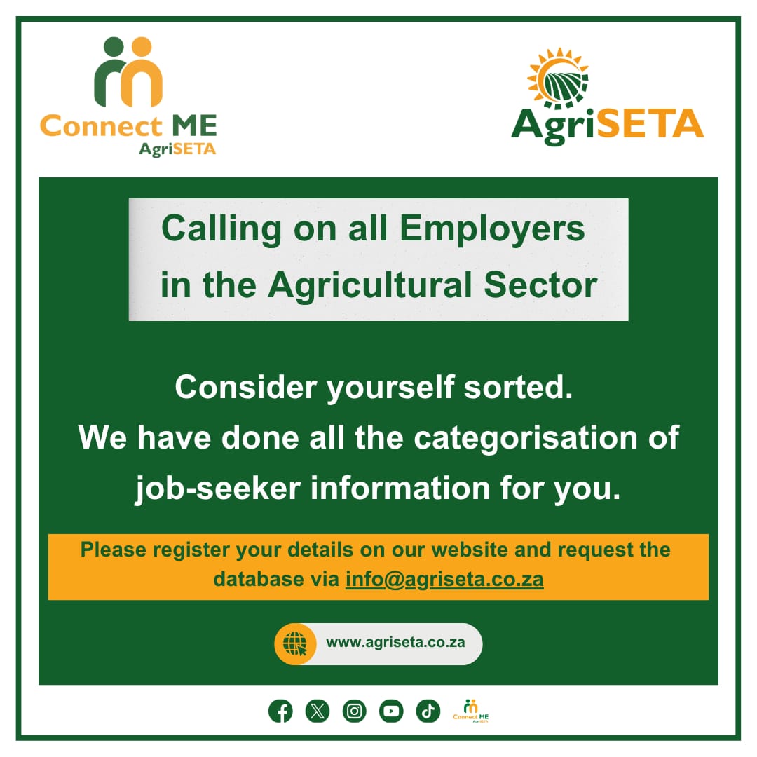 📢📢NOTICE 📢📢 To all Employers in the Agricultural Sector. #AgriSETA