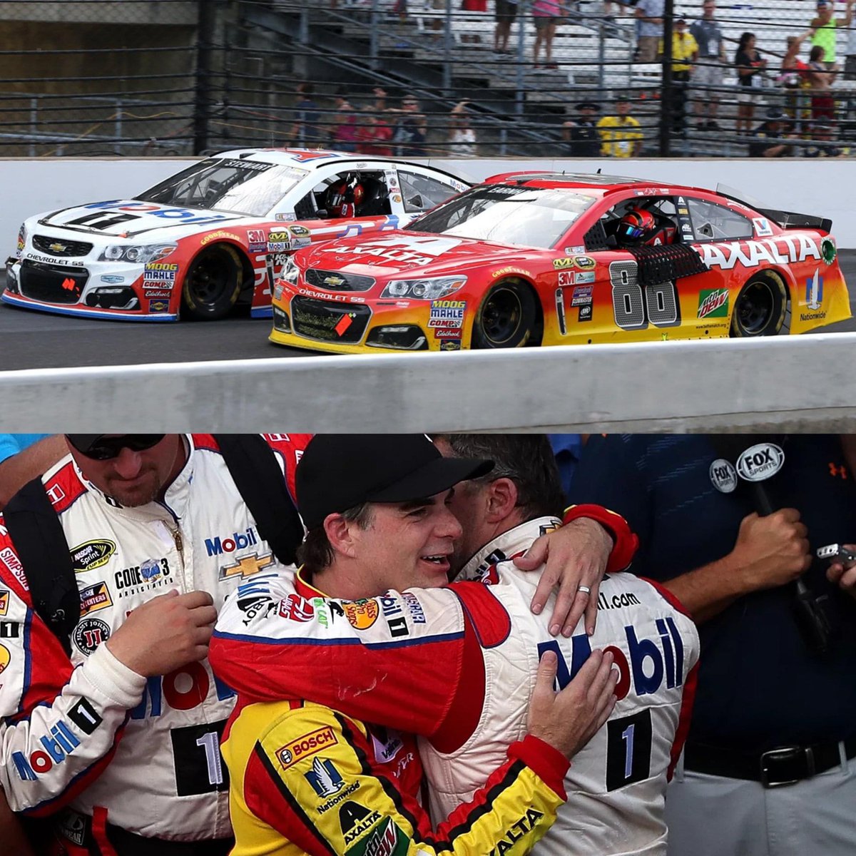 JGinfo's tweet image. On this date [July 24] in 2016: After the Brickyard 400 @IMS, @TonyStewart and Jeff Gordon drove a final lap together at Stewart’s request, as he knew it would be the last time that he and Gordon would be together on the famed Brickyard race track. #NASCAR #Legends