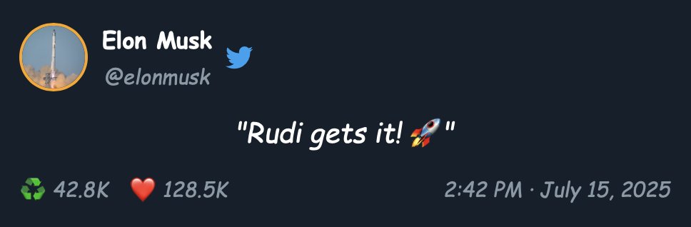 TimoNowak1976's tweet image. $Rudi is supportet by Elon and wie thin he will support the listing on major CEXs soon ! 

make Rudi great - get in before the great hype is on the run ! 

#Krok #Rudi #Binance #Krypto #memecoin #