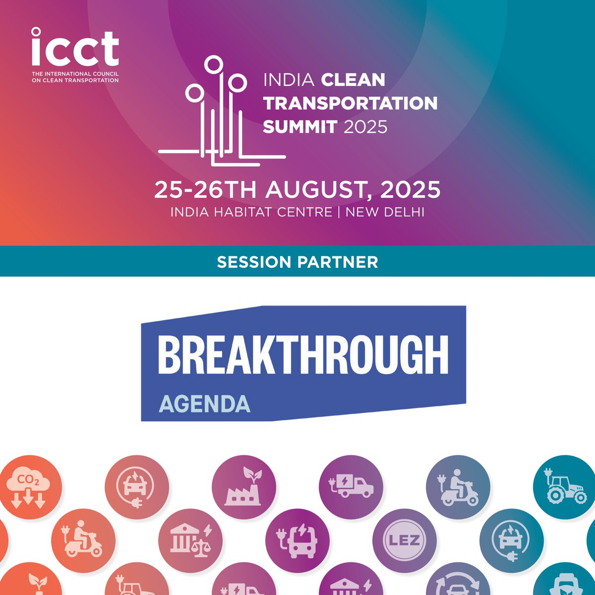 TheICCT_India's tweet photo. Excited to have Breakthrough Agenda as a #SessionPartner for #ICTS2025, @TheICCT_India's flagship annual event on #CleanTransport
Register here: https://t.co/KlV0M07BwK
This year, the summit focuses on “Building the Ecosystem for #CleanTransport & #ViksitBharat” — moving beyond incentives