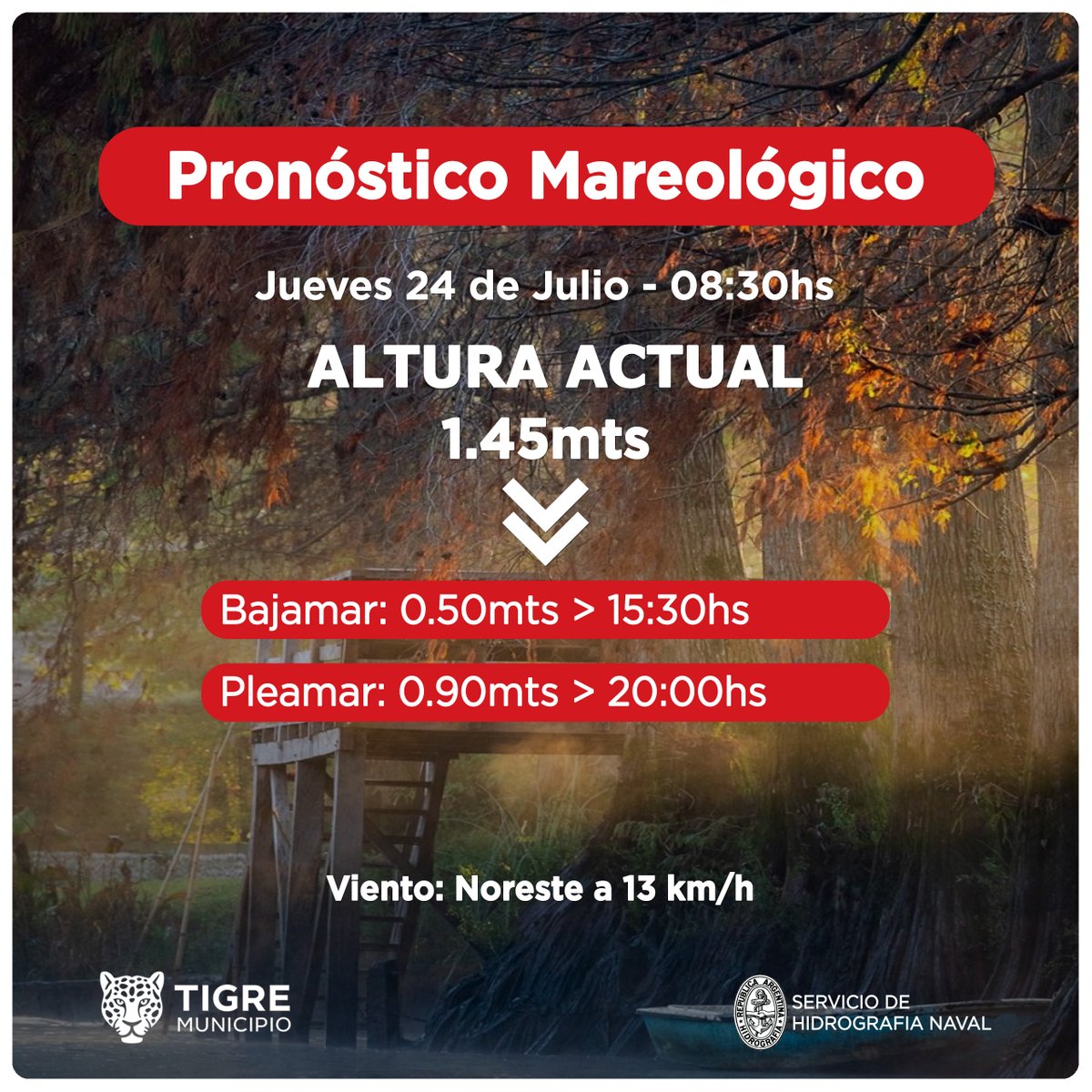 AlertaTigre (@alertatigre) on Twitter photo Servicio de Hidrografía Naval informa: Pronóstico Mareológico en el <a href="/MunicipioTigre/">Municipio de Tigre</a>
Dudas, consulta, emergencias?
☎️ 103
☎️ 5288-3411
#DCTigre
#COT Servicio de Hidrografía Naval informa: Pronóstico Mareológico en el <a href="/MunicipioTigre/">Municipio de Tigre</a>
Dudas, consulta, emergencias?
☎️ 103
☎️ 5288-3411
#DCTigre
#COT