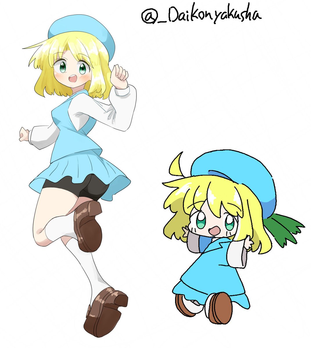 _Daikonyakusha's tweet image. #みんなのデフォ絵と等身絵の比較が見たい