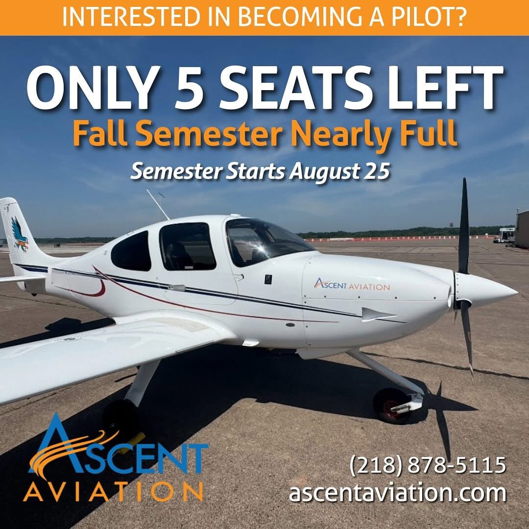 On track for record enrollment in our fixed-wing pro pilot degree program, in partnership with LSC, this fall semester! 🛩️ We’ll start a wait list, may be able to add a new section, but as of now class size is capped. Still time to apply, but act fast!. ascentaviation.com