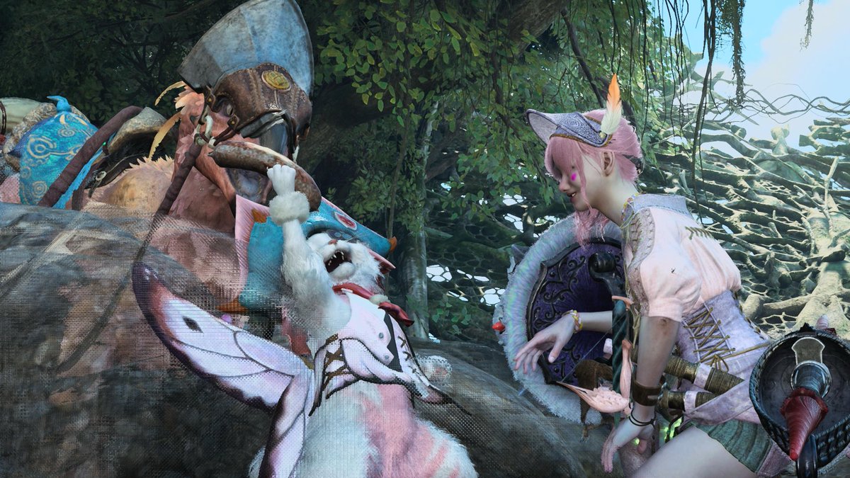 【 #MHWilds #モンハンワイルズ 】

イベント行って来ました！夏で，感動🔫💦

まずは５枚でバラで1パターン揃えたけど全部ゲットしたくなりました🍉✨

ヘラヘラしてたら虹が見えて慌ててパチリ📸🌈✨🤭