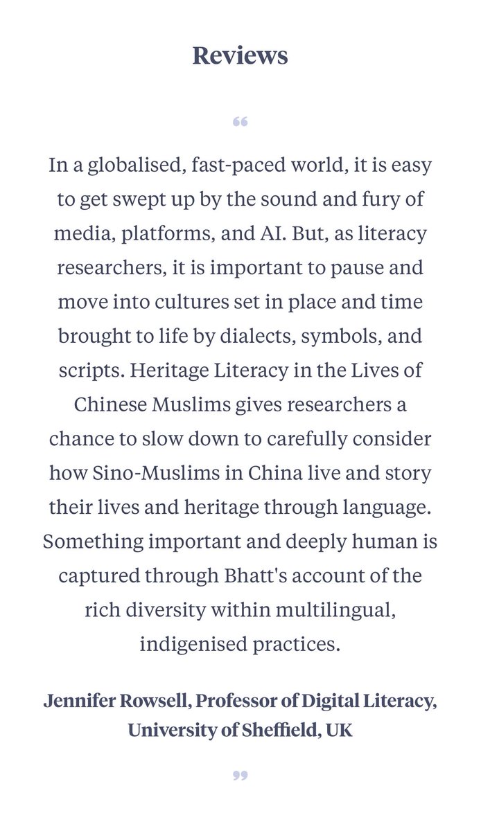 ibrar_bhatt's tweet image. Excited to share that my next book will be out in 2026 and is avail for pre-order. We've already received an early review from Jennifer Rowsell - more coming. A joy to research & write. Many thanks to @LeverhulmeTrust for funding my @SinoMuslimLit project
bloomsbury.com/uk/heritage-li…