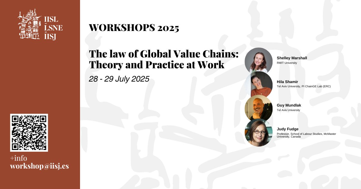 IISJOnati's tweet image. We will close this year&apos;s workshop season with &quot;The law of Global Value Chains: Theory and Practice at Work&quot;. Welcome, everyone! #oñati #iisj #iisl