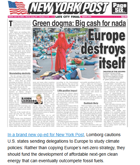 The EU’s climate approach serves as a cautionary tale

The EU’s zealous push for a 90 % emissions cut by 2040 is economically self‑sabotaging, driving up energy costs and pushing key industries to high‑carbon nations like China.

From my latest newsletter: