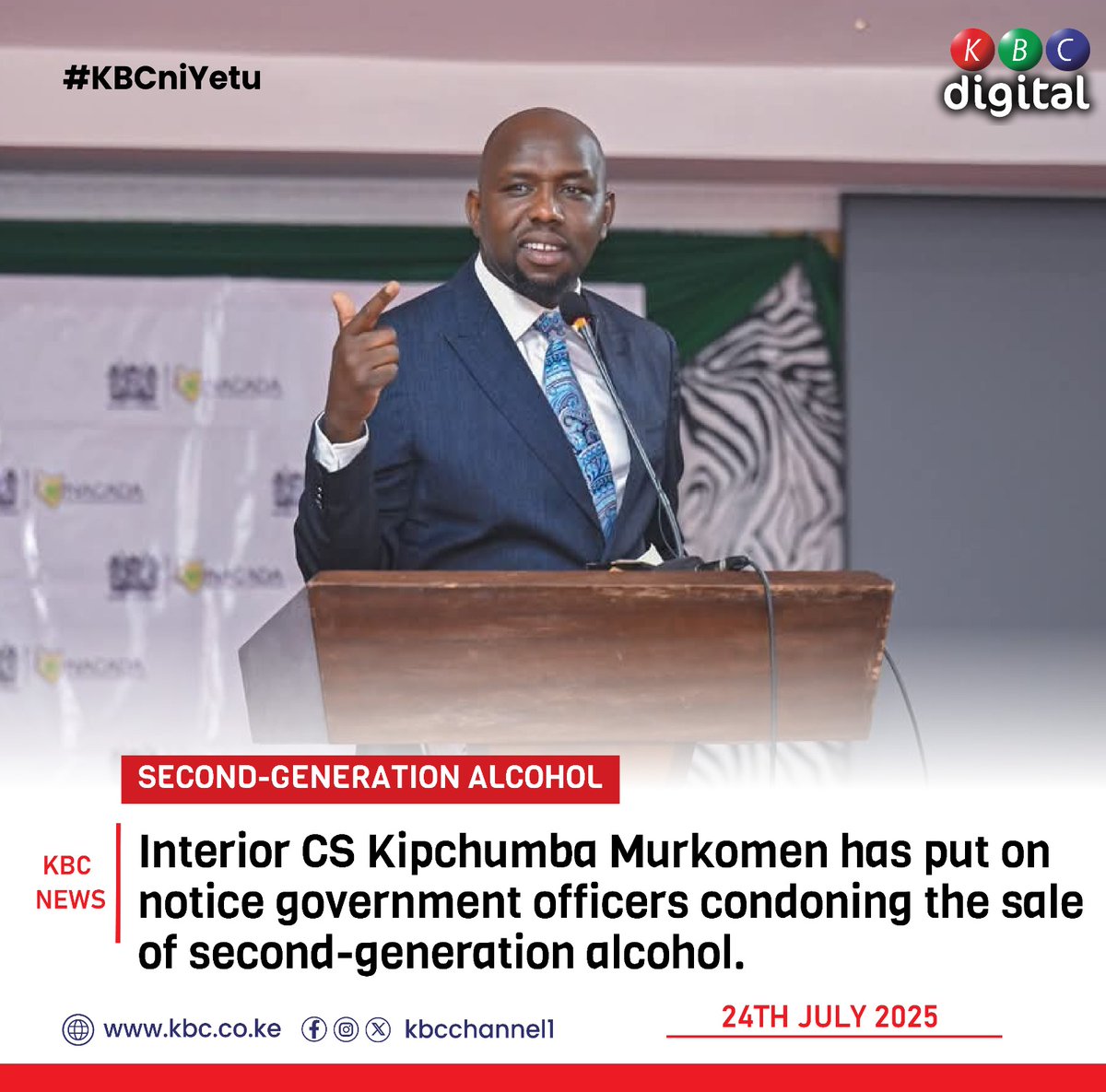 Interior CS Kipchumba Murkomen has put on notice government officers condoning the sale of second-generation alcohol.
#KBCniYetu ^RO
