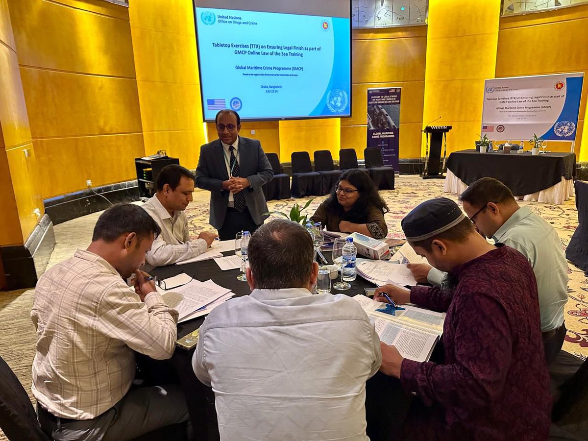 UNODC_MCP's tweet image. The Tabletop Exercise under @UNODC_MCP’s Law of the 🌊 course wrapped up today with 1⃣3⃣ dedicated participants in Dhaka 🇧🇩. The session sharpened #legal_responses to maritime crime, reinforcing #UNCLOS implementation & #interagency_coordination ⚖️🌊