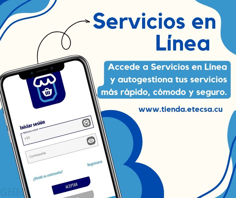 Para autogestionar los servicios de #ETECSA_Cuba desde la comodidad de casa.
#CambianteALoDigital 
#TransformaciónDigital 
#EtecsaConCuba