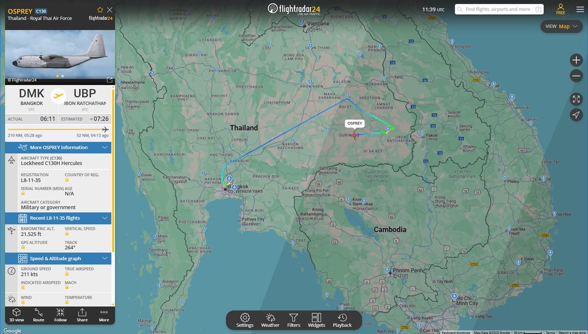 Royal Thai Air Force active over Thailand