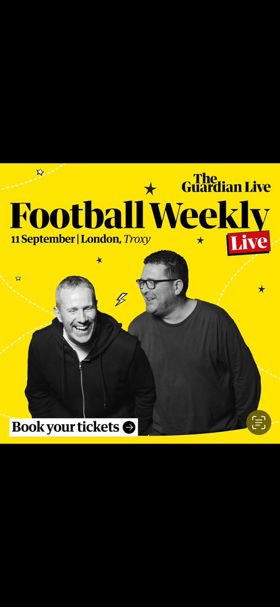 maxrushden's tweet image. SEPTEMBER 11th. LONDON. AND LIVE STREAMED ACROSS EARTH.
FOOTBALL WEEKLY LIVE
theguardian.com/footballweekly…