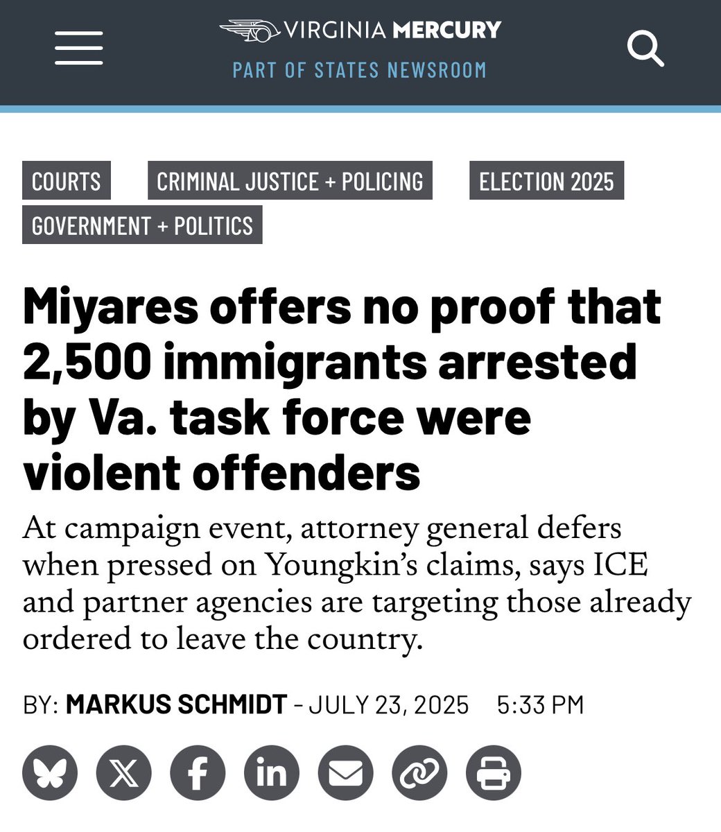 VirginiaHound's tweet image. Just a reminder that we literally don’t even know if these people are undocumented. They could just be random Virginians.
virginiamercury.com/2025/07/23/miy…