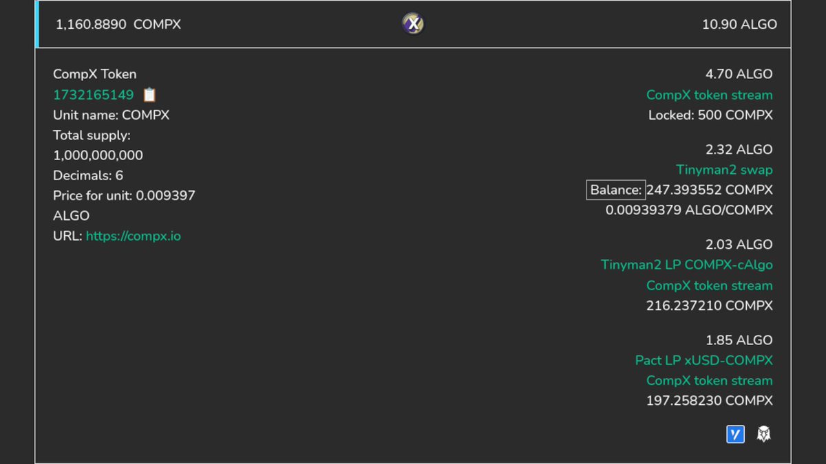 asastatscom's tweet image. Token streams by @Compxlabs have been implemented! :rocket:
From now on, you may check your positions on our website, mobile app, and CSV exports.
#stats #Algofam #DeFi