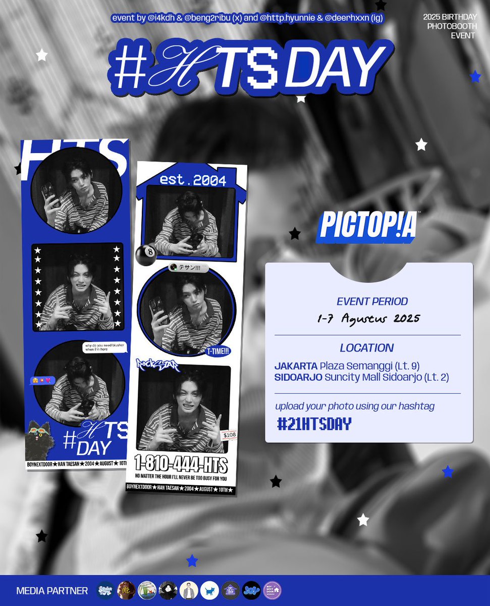 beng2ribu's tweet photo. ๐ WeLcoMe to TaEsaNโs ZonE ๐โญ
Taesan 21st Birthday Photobooth Event
๐ 1-7 August 2025
๐ Pictopia
kindly use #21HTSDAY and mention us
๐ special gift awaits for those using the frame https://t.co/M2WggKAgHO