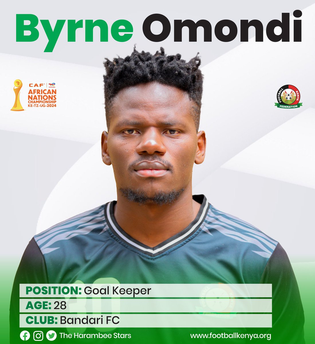 Harambee__Stars's tweet image. Get to know our shotstoppers π§€πͺ
Big presence. Big saves. Bigger responsibility.
Meet the men between the posts for #HarambeeStars π°πͺ
#TotalEnergiesCHAN2024