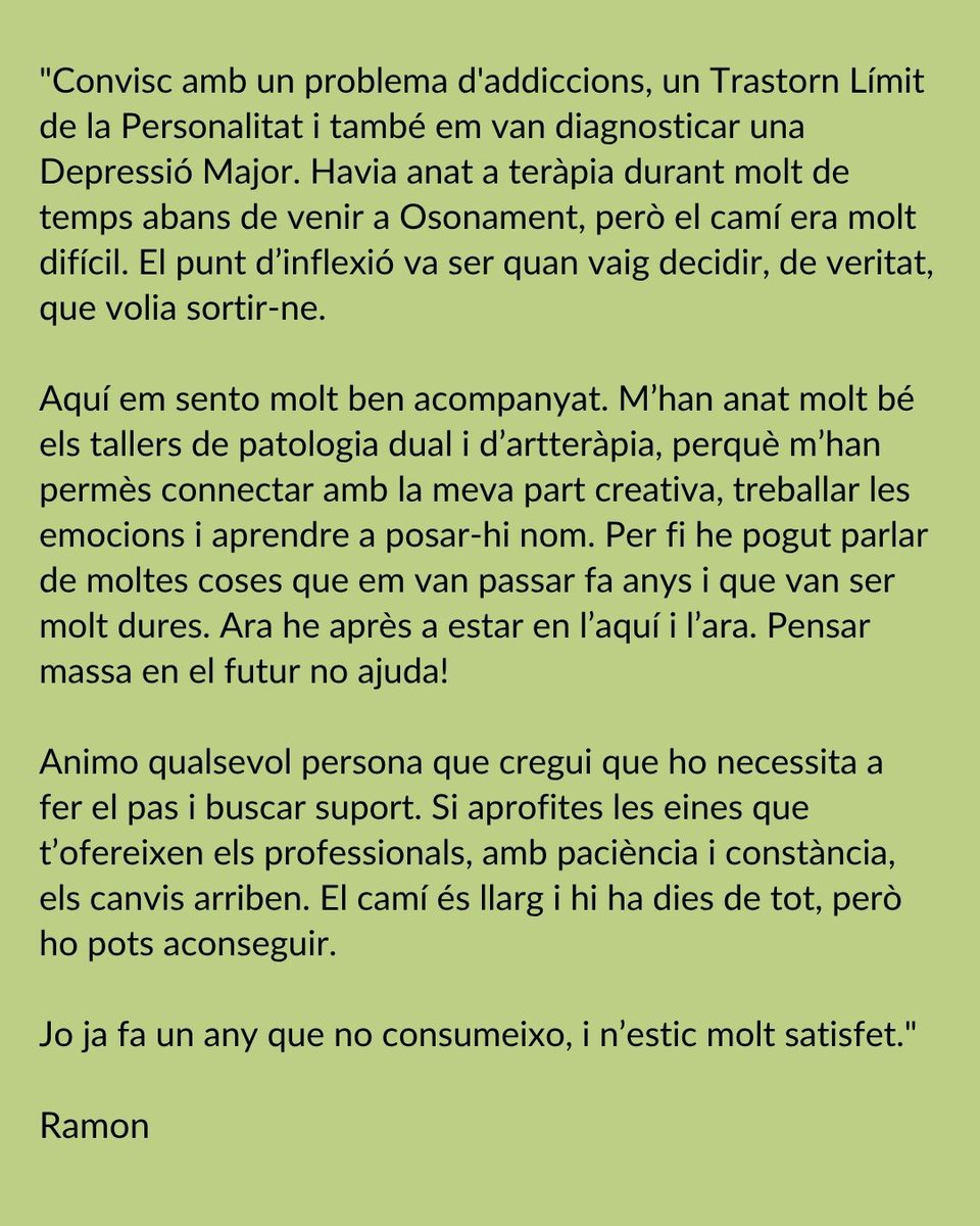 💬 EN PRIMERA PERSONA En Ramon comparteix la seva experiència a Osonament: un procés de creixement, acompanyament i connexió amb les emocions a través de l’art i la paraula. 💜 Gràcies per la teva valentia i per recordar-nos que, amb constància, el canvi és possible!