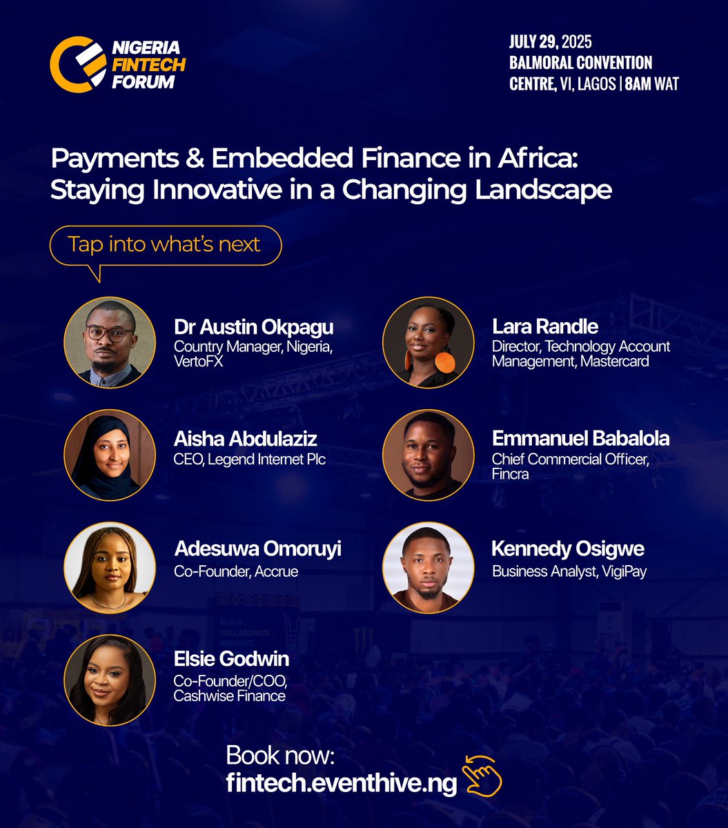 afritechseries's tweet image. Payments and embedded finance will anchor a key panel at Nigeria Fintech Forum, industry leaders will discuss ‘Payments & Embedded Finance in Africa: Staying Innovative in a Changing Landscape’. This panel will discuss the rapidly evolving world of payments and embedded finance…