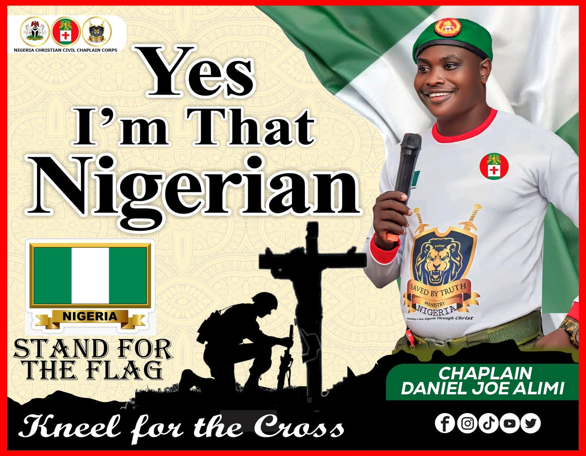 danieljoealimi's tweet photo. I BELIEVE IN NIGERIA AND THE PROMISES SHE HOLDS - chaplain Daniel Joe Alimi Corps Commanding Officer Nigeria Christian Civil Chaplain Corps 

Though we are different tribes and tongues we're united with one faith, heart, song, voice and for one cause in our resolved strength... https://t.co/AFgENNkvgn