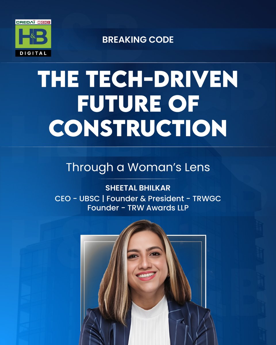 HandB_magazine's tweet photo. The future of construction is smart, inclusive &amp; woman-led.
Sheetal Bhilkar (CEO, UBSC &amp; Founder, TRWGC) is transforming the industry with tech, empathy &amp; leadership. 

Read: https://t.co/YxUIhTZuiX
#WomenInConstruction #TRWGC #UBSC https://t.co/fwMFGU85eZ