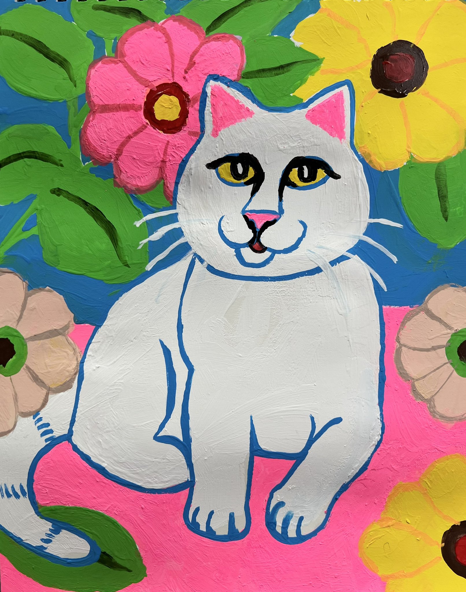 猫ちゃんとインコちゃん　アクリル画 こざくらクラブ on X: 