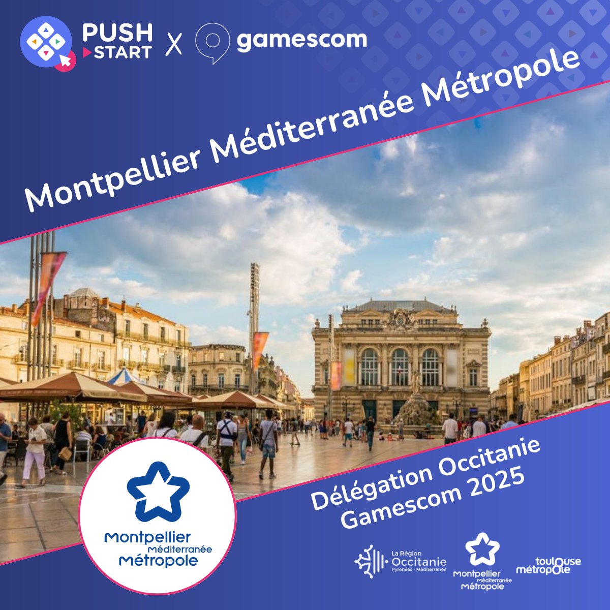 Push Start (@pushstartgame) on Twitter photo 📣 Meet the structures making up the Occitanie delegation for #GAMESCOM2025 !
Today we introduce you to <a href="/Montpellier3m/">Montpellier Métropole</a> ✨
You can find them on their website : montpellier3m.fr
Or come meet them on the Push Start stand at Gamescom 2025 ! 🤝 📣 Meet the structures making up the Occitanie delegation for #GAMESCOM2025 !
Today we introduce you to <a href="/Montpellier3m/">Montpellier Métropole</a> ✨
You can find them on their website : montpellier3m.fr
Or come meet them on the Push Start stand at Gamescom 2025 ! 🤝