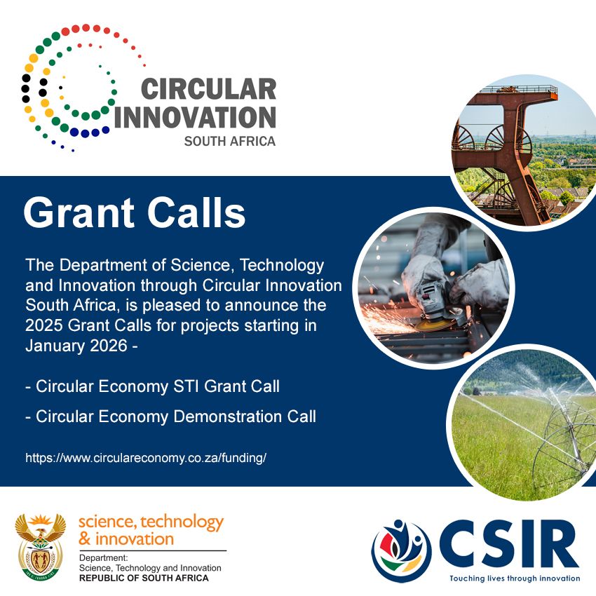 bridge_portal's tweet image. CALL FOR PROPOSALS
The @dstigovza invites circular economy research proposals for 2026. Max grant R2M, 3 years. Deadline: 25 July 2025. 
Apply Now: innovationbridge.info/ibportal/conte…
#DSTI #CircularEconomy #ResearchFunding