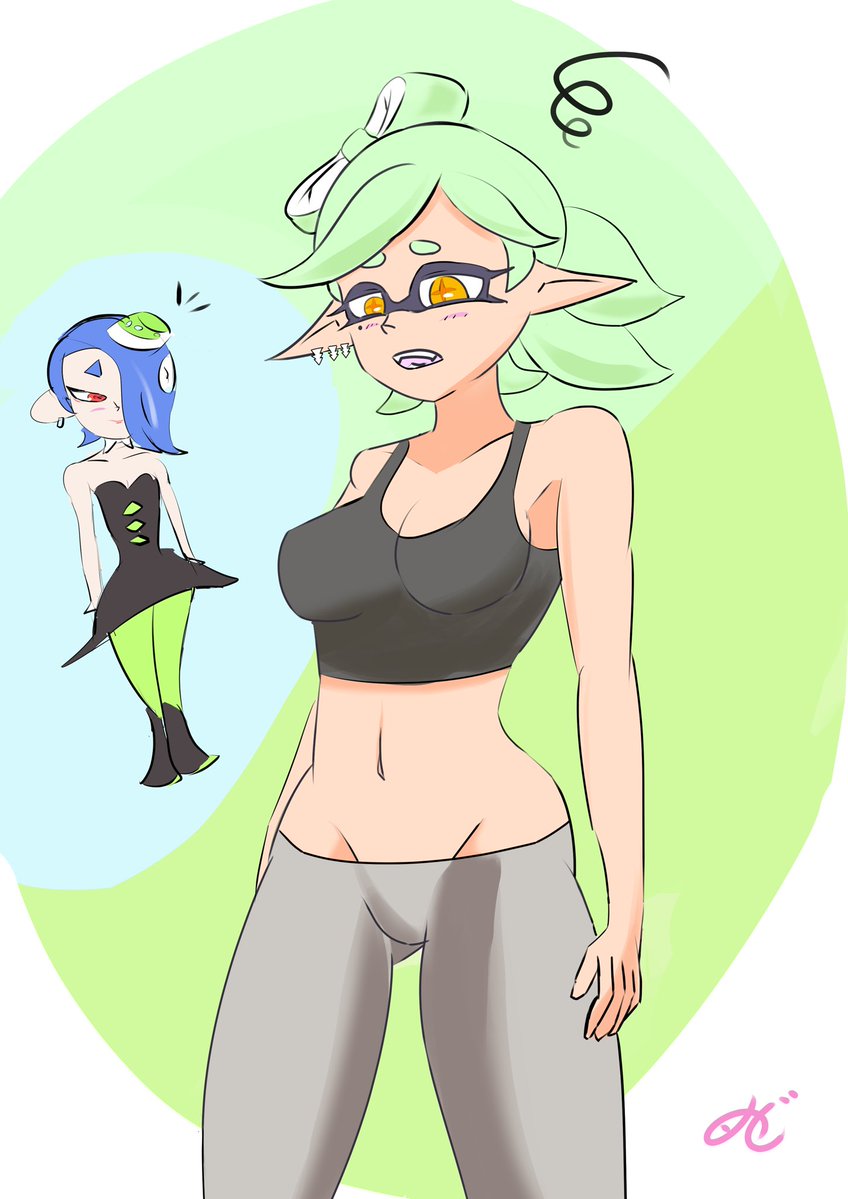 nodo_inkling's tweet image. 💙✨💚///
Shiver and Marie tried swapping outfits!
#ホタル #フウカ #marie #shiver #splatoon3