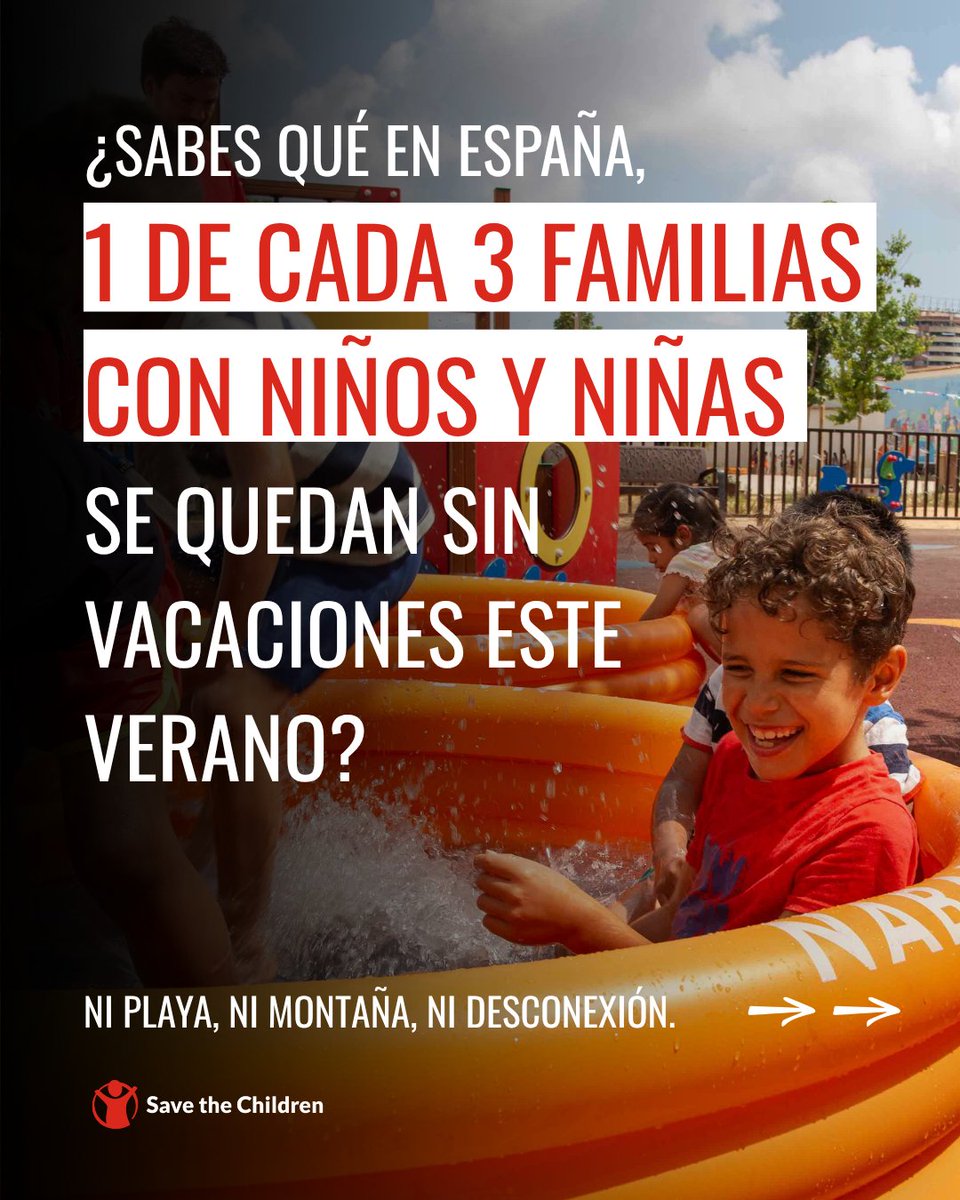 SaveChildrenEs's tweet image. 🌞 En verano, 1 de cada 3 familias con niños y niñas no se puede permitir unas vacaciones.
Nuestros #campamentos ofrecen ocio, apoyo escolar y comida saludable a más de 1.500 niños y niñas. Porque descansar también es un derecho.
#Vacaciones #Infancia #SaveTheChildren